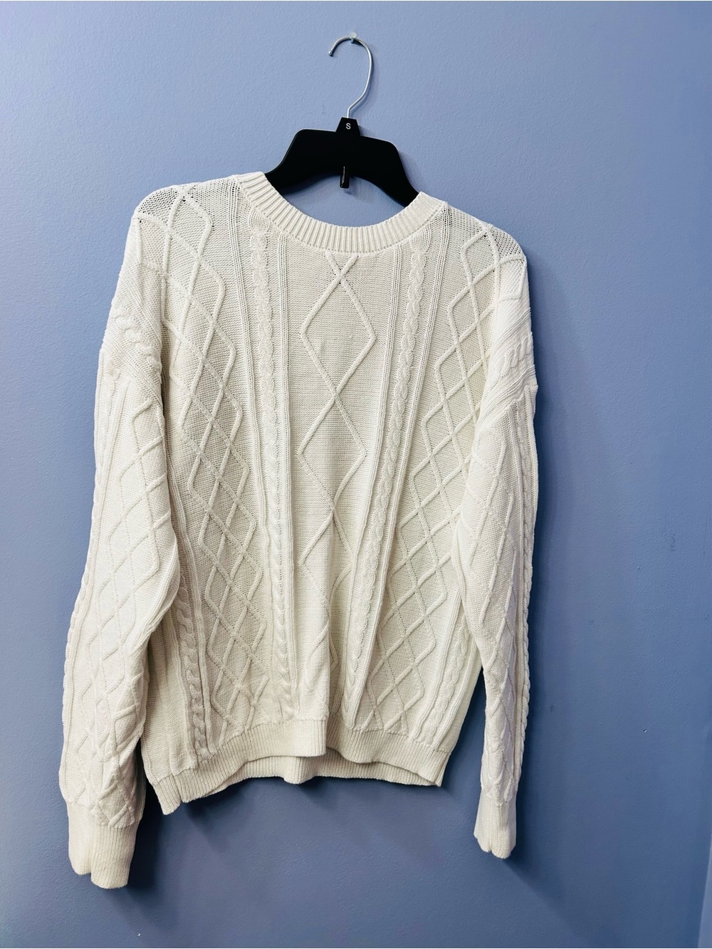 Edikted Cream Cable Knit Crew Sweater